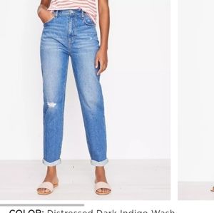 NWT LOFT Curvy destructed High Rise Boyfriend Jeans